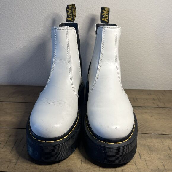 Dr. Martens 2976 Quad Platform White Leather Chelsea Boots US Ladies 5 - Picture 2 of 14